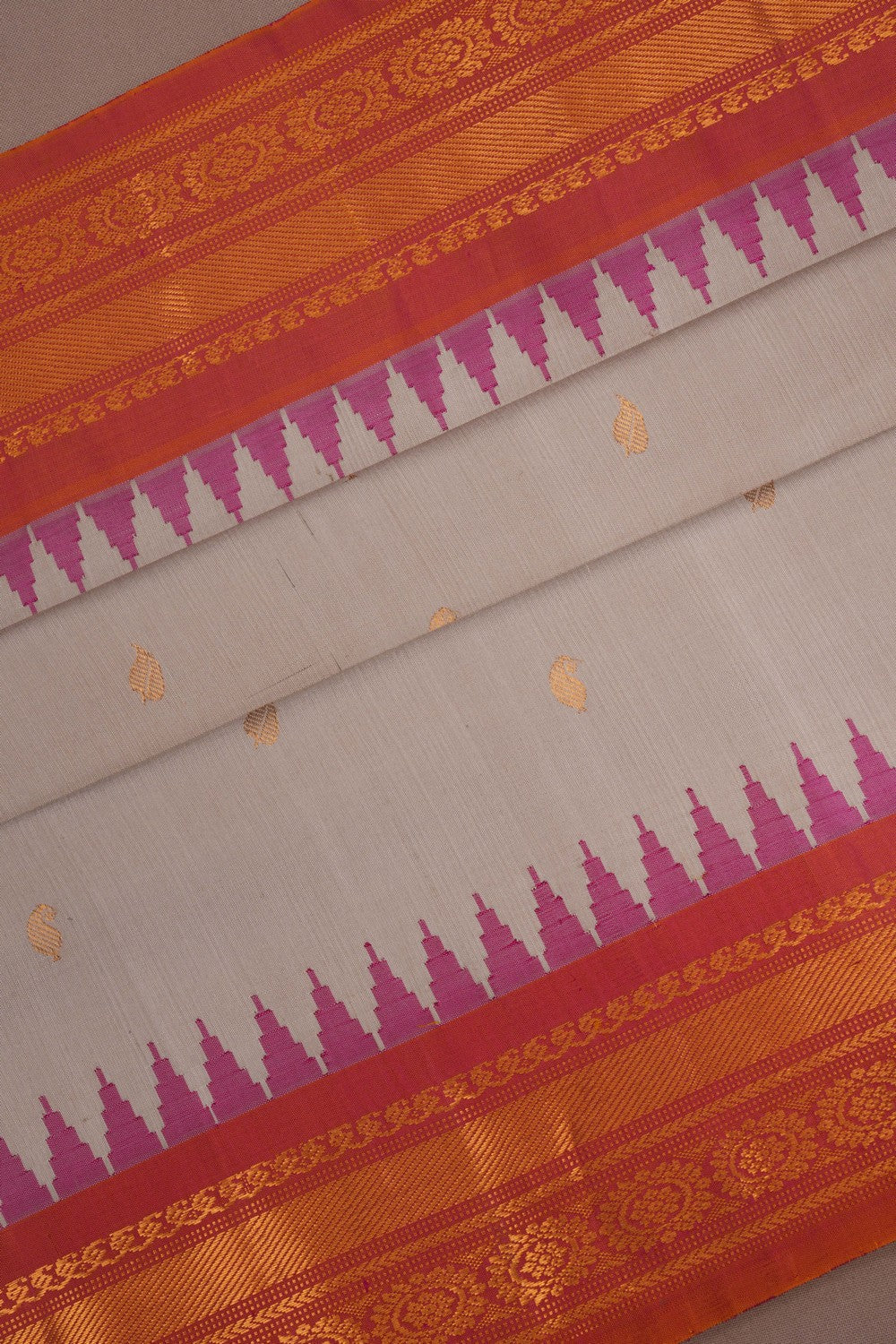 Image of Gadwal Silk Off-White Saree